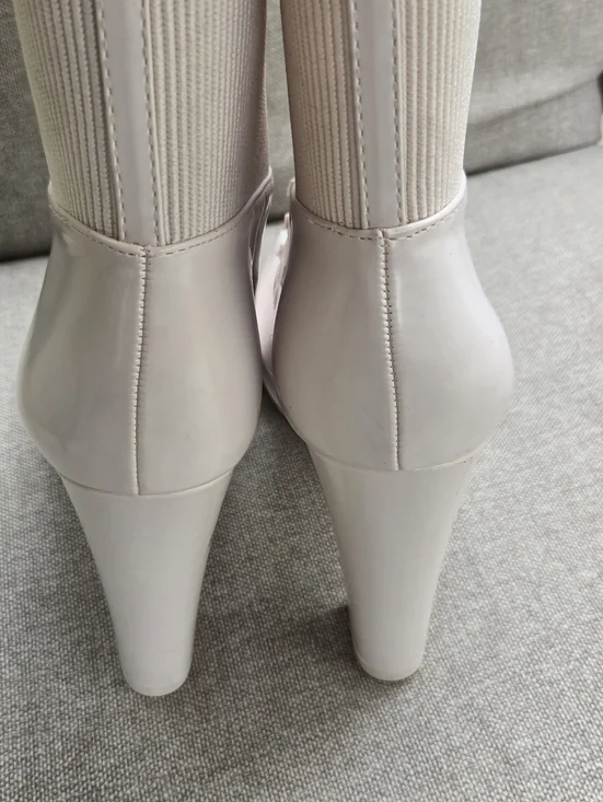 Shoe Dazzle Women's Ayah Lace-Up High Heel Ankle Boots - Cream - Picture 10 of 12